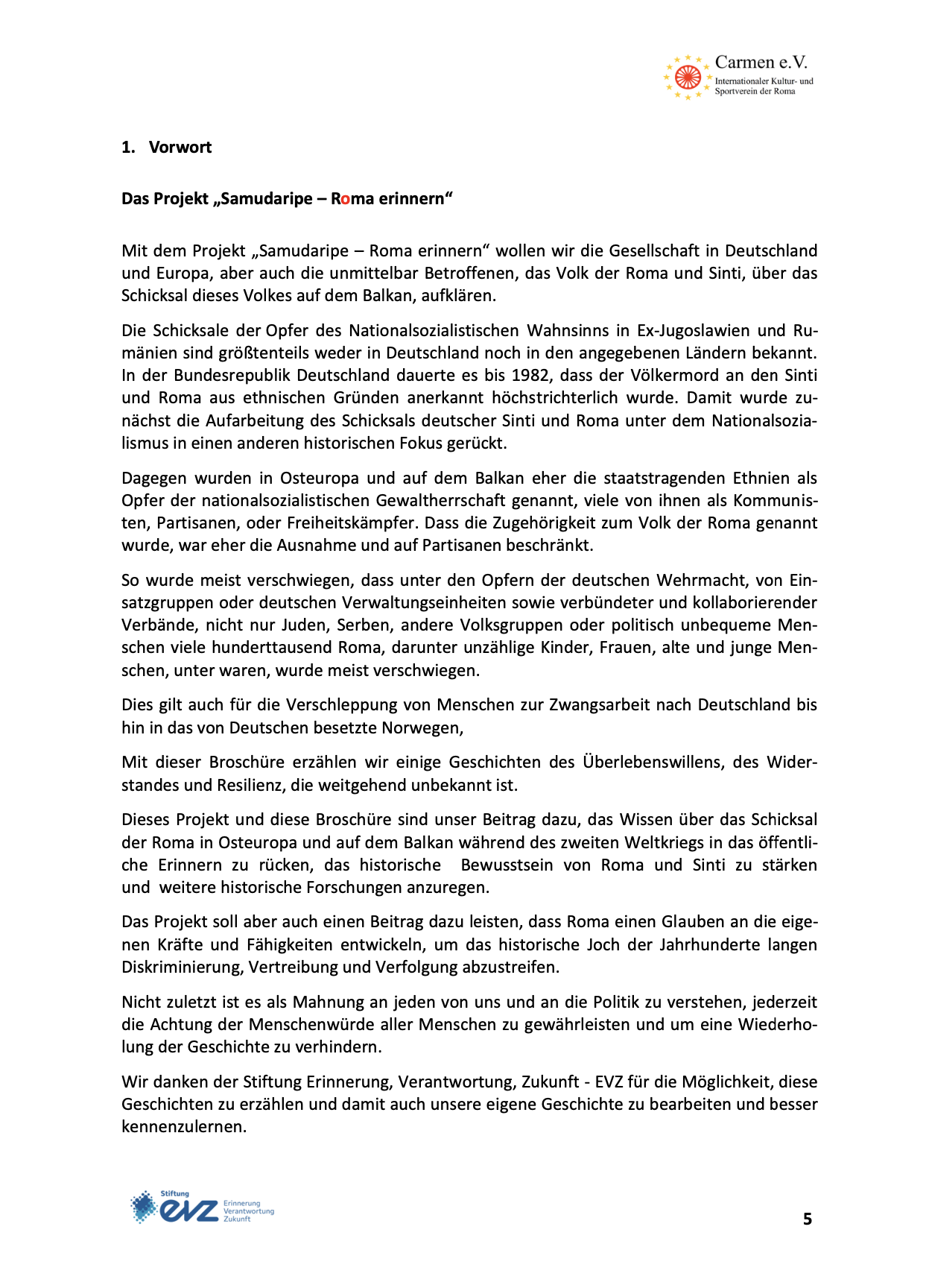 1. Vorwort Das Projekt „Samudaripe – Roma erinnern“